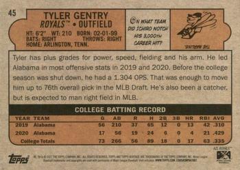 2021 Topps Heritage Minor League #45 Tyler Gentry Back