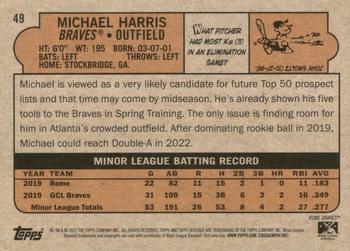 2021 Topps Heritage Minor League #49 Michael Harris Back