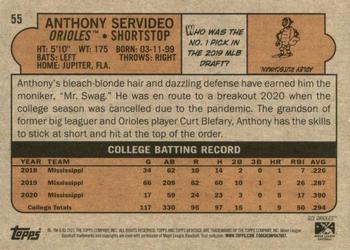 2021 Topps Heritage Minor League #55 Anthony Servideo Back