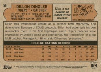 2021 Topps Heritage Minor League #56 Dillon Dingler Back