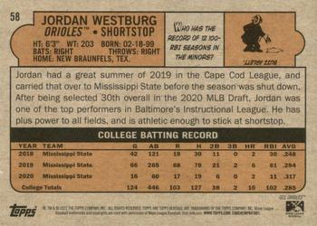 2021 Topps Heritage Minor League #58 Jordan Westburg Back