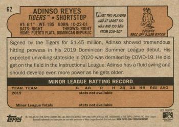 2021 Topps Heritage Minor League #62 Adinso Reyes Back