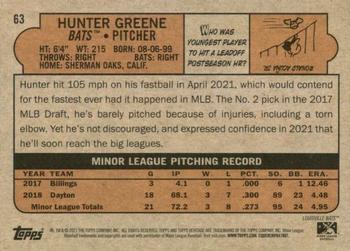 2021 Topps Heritage Minor League #63 Hunter Greene Back