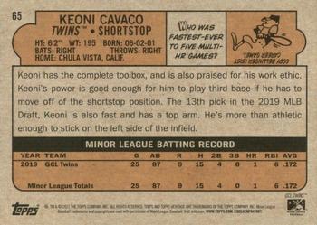 2021 Topps Heritage Minor League #65 Keoni Cavaco Back