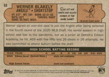 2021 Topps Heritage Minor League #68 Werner Blakely Back