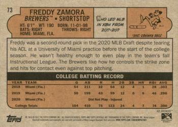2021 Topps Heritage Minor League #73 Freddy Zamora Back