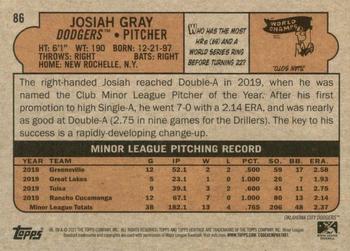 2021 Topps Heritage Minor League #86 Josiah Gray Back