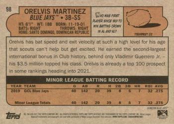 2021 Topps Heritage Minor League #98 Orelvis Martinez Back
