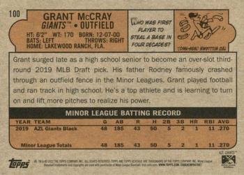 2021 Topps Heritage Minor League #100 Grant McCray Back