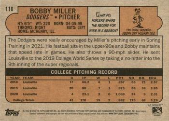 2021 Topps Heritage Minor League #110 Bobby Miller Back