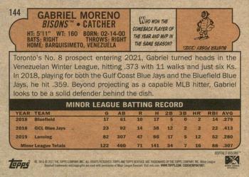 2021 Topps Heritage Minor League #144 Gabriel Moreno Back