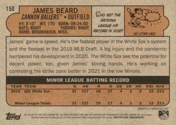 2021 Topps Heritage Minor League #150 James Beard Back