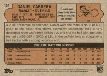 2021 Topps Heritage Minor League #154 Daniel Cabrera Back
