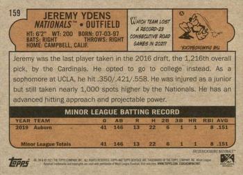 2021 Topps Heritage Minor League #159 Jeremy Ydens Back
