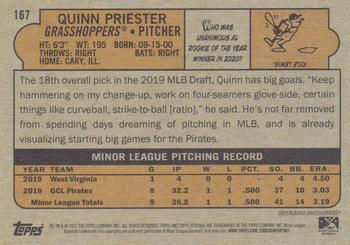 2021 Topps Heritage Minor League #167 Quinn Priester Back