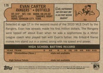 2021 Topps Heritage Minor League #176 Evan Carter Back