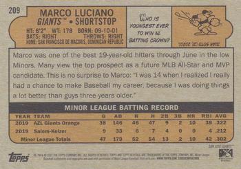 2021 Topps Heritage Minor League #209 Marco Luciano Back