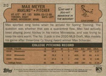 2021 Topps Heritage Minor League #213 Max Meyer Back