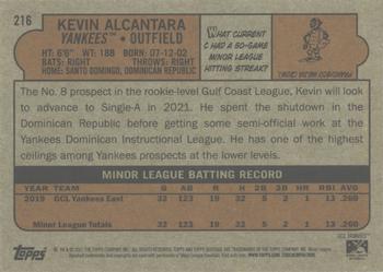 2021 Topps Heritage Minor League #216 Kevin Alcantara Back
