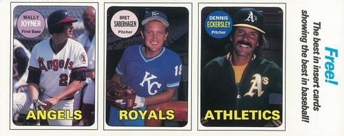 1990 Baseball Cards Magazine '69 Topps Repli-Cards - Panels #43-45 Dennis Eckersley / Bret Saberhagen / Wally Joyner Front