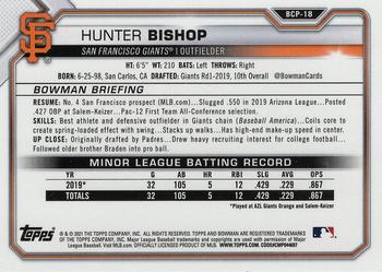 2021 Bowman - Chrome Prospects Mojo Refractor #BCP-18 Hunter Bishop Back