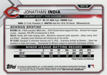 2021 Bowman - Chrome Prospects Mojo Refractor #BCP-46 Jonathan India Back