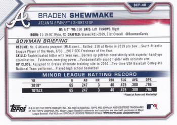 2021 Bowman - Chrome Prospects Mojo Refractor #BCP-48 Braden Shewmake Back