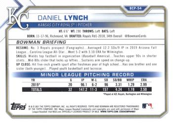 2021 Bowman - Chrome Prospects Mojo Refractor #BCP-54 Daniel Lynch Back
