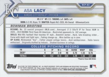 2021 Bowman - Chrome Prospects Mojo Refractor #BCP-83 Asa Lacy Back