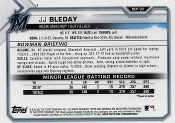 2021 Bowman - Chrome Prospects Mojo Refractor #BCP-93 JJ Bleday Back