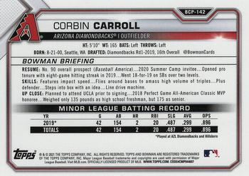 2021 Bowman - Chrome Prospects Mojo Refractor #BCP-142 Corbin Carroll Back