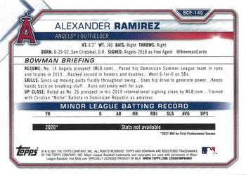 2021 Bowman - Chrome Prospects Mojo Refractor #BCP-145 Alexander Ramirez Back