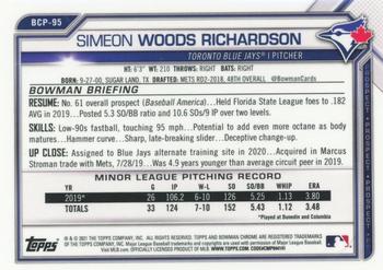 2021 Bowman - Chrome Prospects Mojo Refractor Purple #BCP-95 Simeon Woods Richardson Back