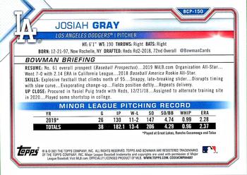 2021 Bowman - Chrome Prospects Mojo Refractor Purple #BCP-150 Josiah Gray Back