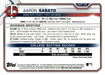 2021 Bowman - Chrome Prospects Mojo Refractor Blue #BCP-125 Aaron Sabato Back