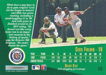 1993 Select #20 Cecil Fielder Back