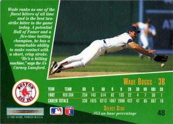 1993 Select #48 Wade Boggs Back