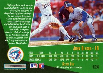 1993 Select #124 John Olerud Back