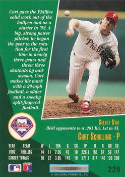 1993 Select #229 Curt Schilling Back