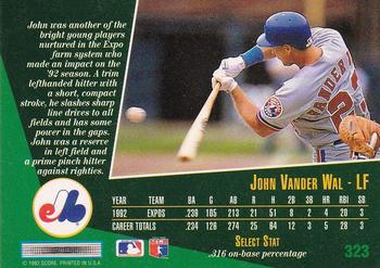 1993 Select #323 John Vander Wal Back