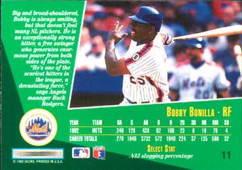 1993 Select #11 Bobby Bonilla Back