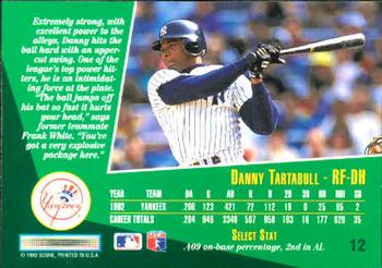 1993 Select #12 Danny Tartabull Back