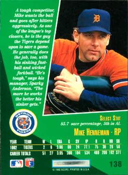 1993 Select #138 Mike Henneman Back