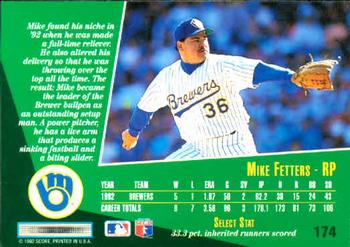 1993 Select #174 Mike Fetters Back