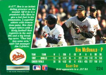 1993 Select #224 Ben McDonald Back
