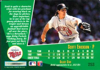 1993 Select #253 Scott Erickson Back