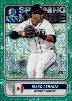 2020 Bowman - Chrome Spanning the Globe Mojo Refractor Green #STG-IP Isaac Paredes Front