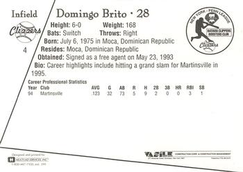 1995 Batavia Clippers #4 Domingo Brito Back