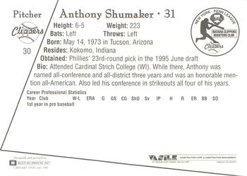 1995 Batavia Clippers #30 Anthony Shumaker Back