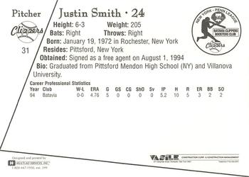 1995 Batavia Clippers #31 Justin Smith Back
